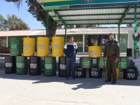 ENTREGA DE CONTENEDORES DIFERENCIADOS A LA FACULTAD T&Eacute;CNICA SUPERIOR EN CIENCIAS POLICIALES (FATESCIPOL)